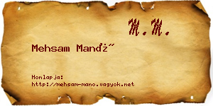 Mehsam Manó névjegykártya